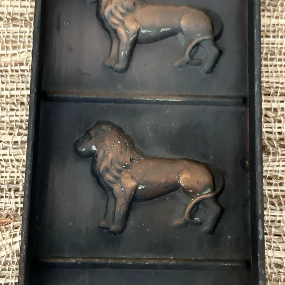 Vintage Copper English Candy Mold  With Lions. Kitchen Collectible.